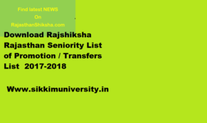 Rajshiksha Rajasthan Promotion/ Seniority List 2019-20 Lecturer/Teachers/Headmaster @shiksha.rajasthan.gov.in 1