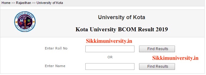 University of Kota 1st, 2nd, 3rd Year Result 2022 Name Wise/Roll No. Wise 1