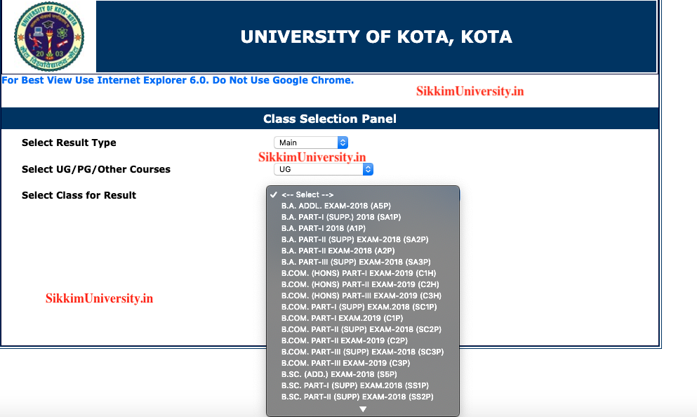 University of Kota 1st, 2nd, 3rd Year Result 2019 Name Wise:Roll No. Wise