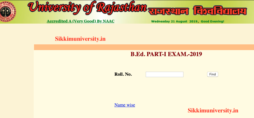 {OUT} Rajasthan University बीएड B.ed Result 2021-22 1st/2nd Year Roll ...