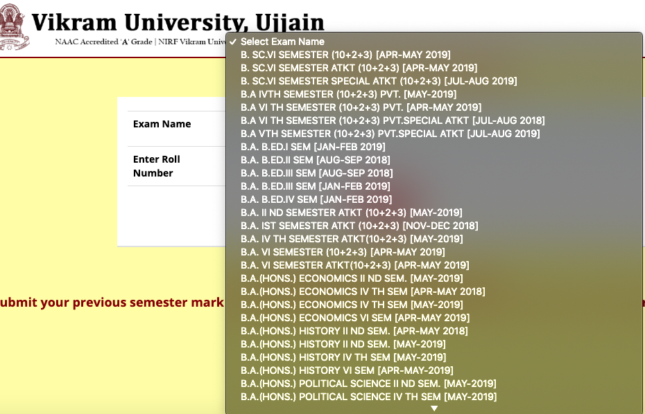 Vikram University Result 1st,2nd,3rd Year 2022 UG/PG Semester Result 2022 2