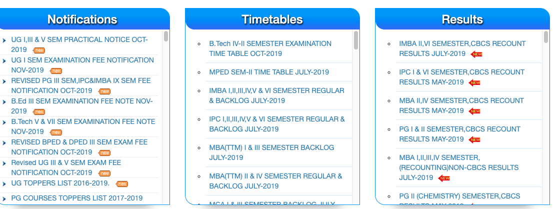 MGU Degree Results CBCS First Sem Exam 2019