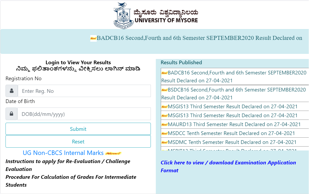 Mysore University BA Part I, II, III Results 2020-2021