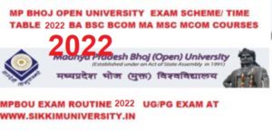Bhoj Open University Exam Scheme/Date sheet 2022 Part I, II, III BA BSC BCOM MA Exam 1